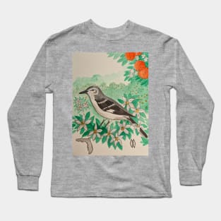 Florida state bird and flower, the mockingbird and orange blossom Long Sleeve T-Shirt